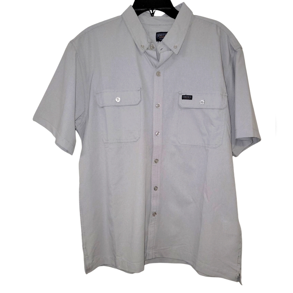SMITH Gray Casual Button Down Shirt with Textured Fabric NWT